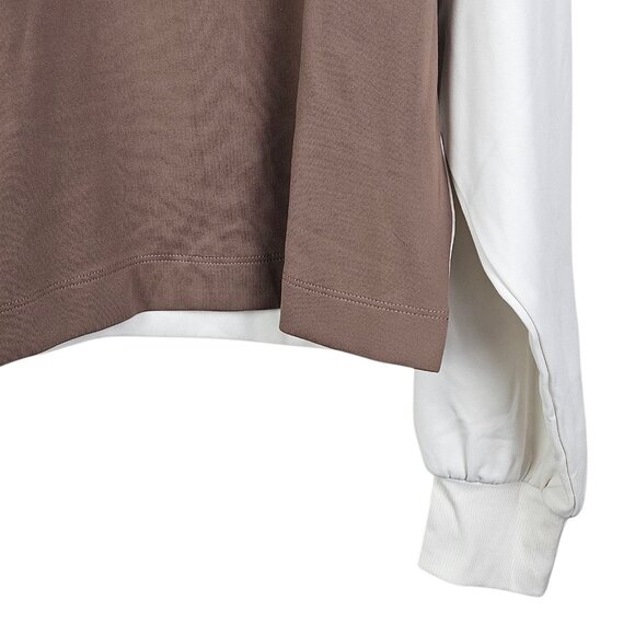 Athleta Venice Color Block Cropped Relaxed‎ Sweatshirt Taupe Cream Size Small - Picture 6 of 10